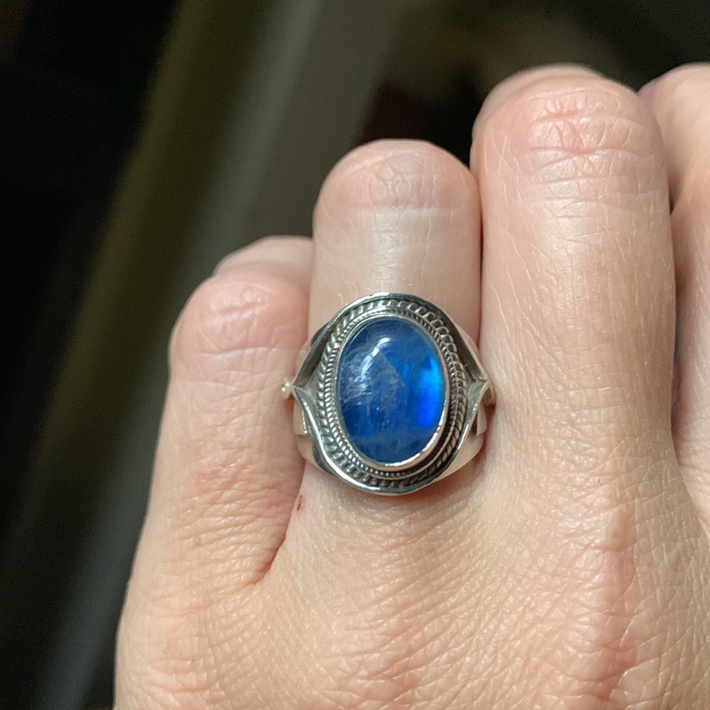 925 Sterling Silver Blue Stone ring